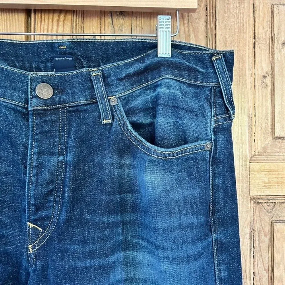True Religion Men's 36 x 33 Rocco Relaxed Skinny Jeans Dark Wash Blue Denim Slim